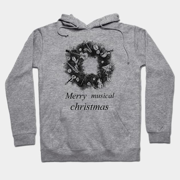 Christmas music wreath (Black) Hoodie by consequat